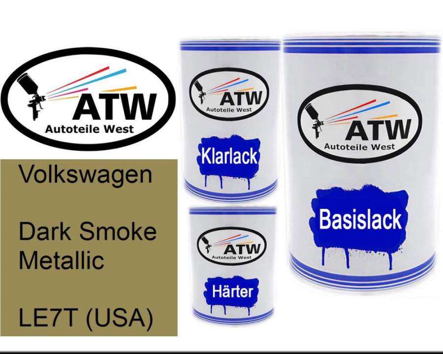 Volkswagen, Dark Smoke Metallic, LE7T (USA): 500ml Lackdose + 500ml Klarlack + 250ml Härter - Set, von ATW Autoteile West.